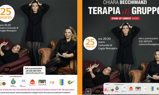 Stand-up Comedy e beneficenza con “Terapia di Gruppo” di Chiara Becchimanzi al teatro comunale di Ceglie Messapica